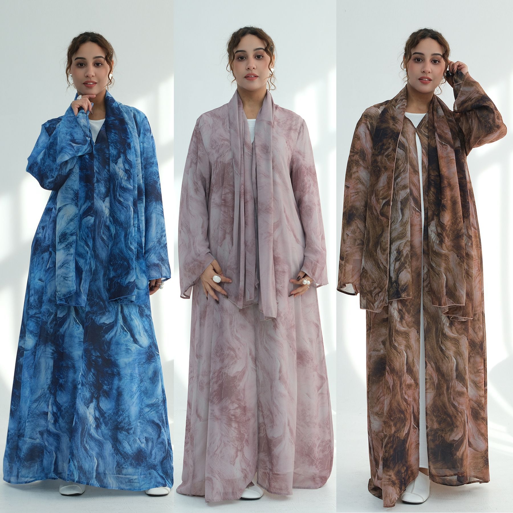 Embroidery Online - Abaya Chiffon Grosir Model Terbuka Ombre