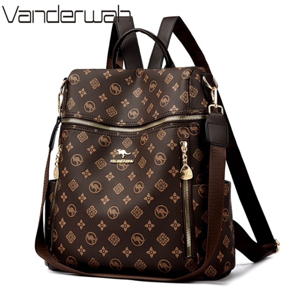 Embroidery Design Logo - Tas Ransel Kulit Lembut Wanita Merek