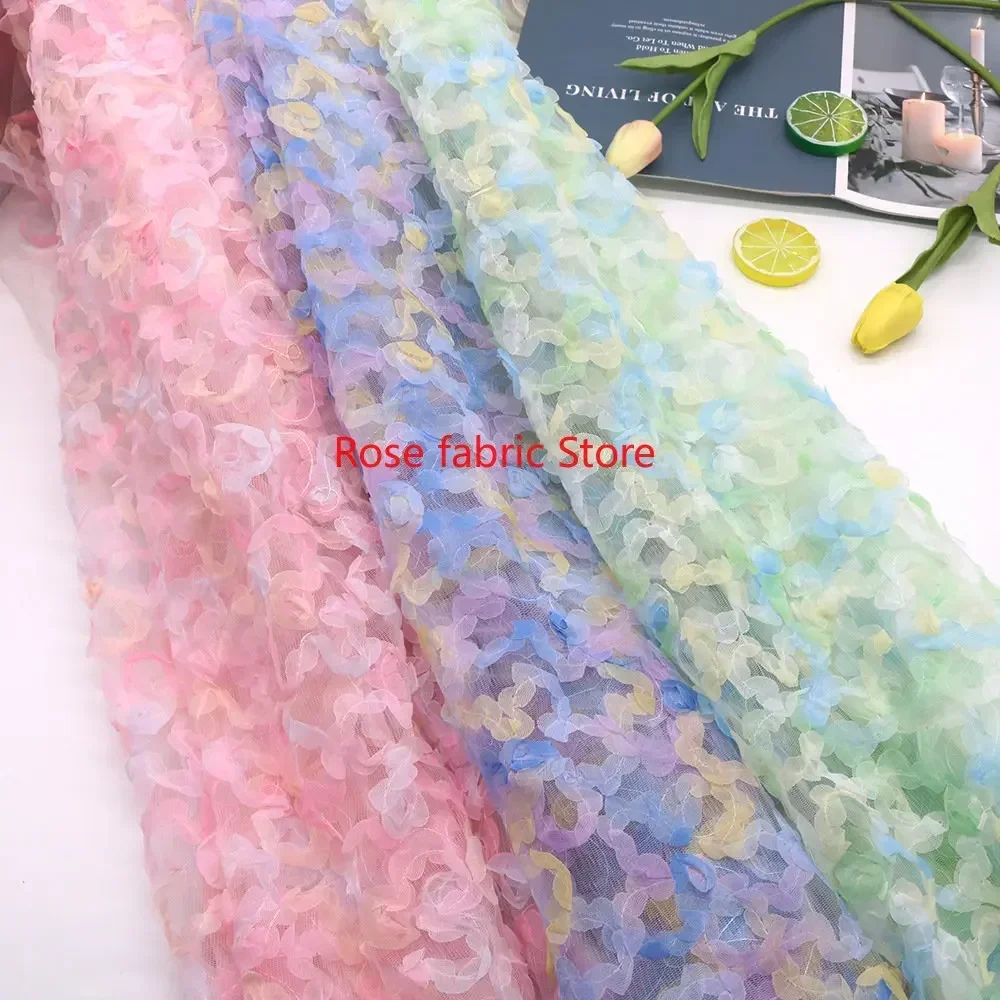 Embroidery Rose - Kain renda rajutan sifon gradien warna