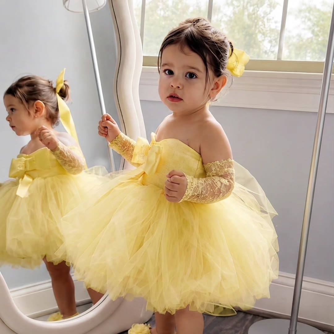 Gaun Putri Bunga Kuning untuk  - Embroidery Yellow Dress ulasan dan harga