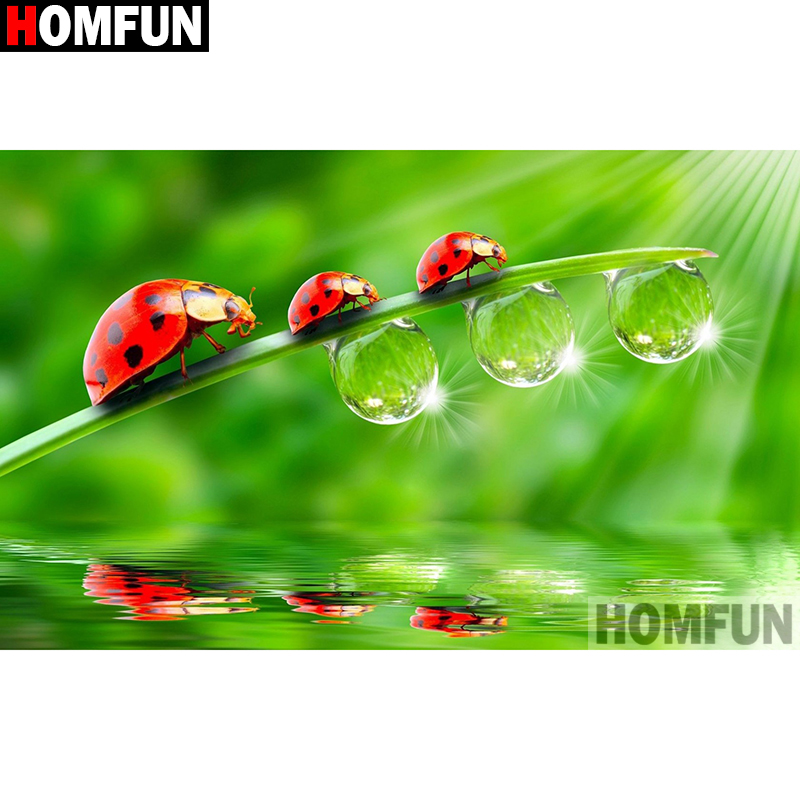 HOMFUN Seni 5D Diy Lukisan Ber - Embroidery Lady Bug ulasan dan harga