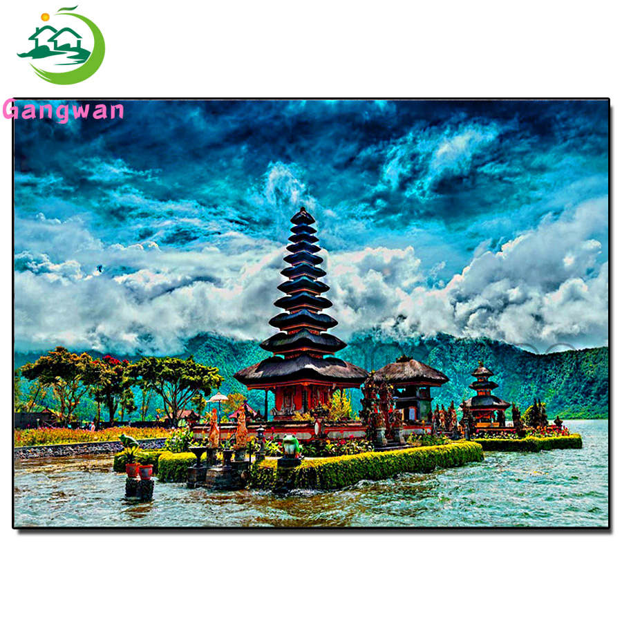 Lukisan berlian bangunan indah - Embroidery Bali ulasan dan harga