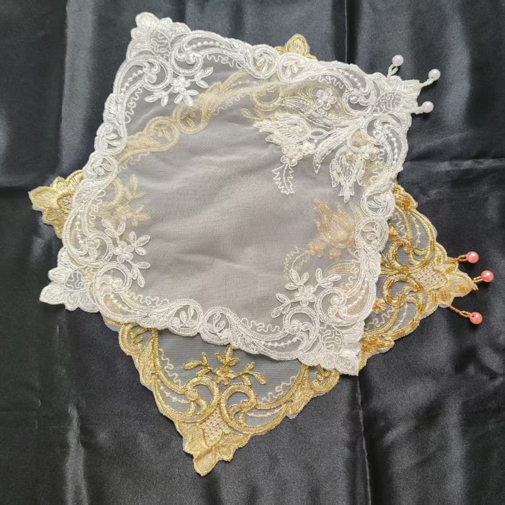 Alas Meja Bordir Mawar Emas 28 - Embroidery Rose ulasan dan harga