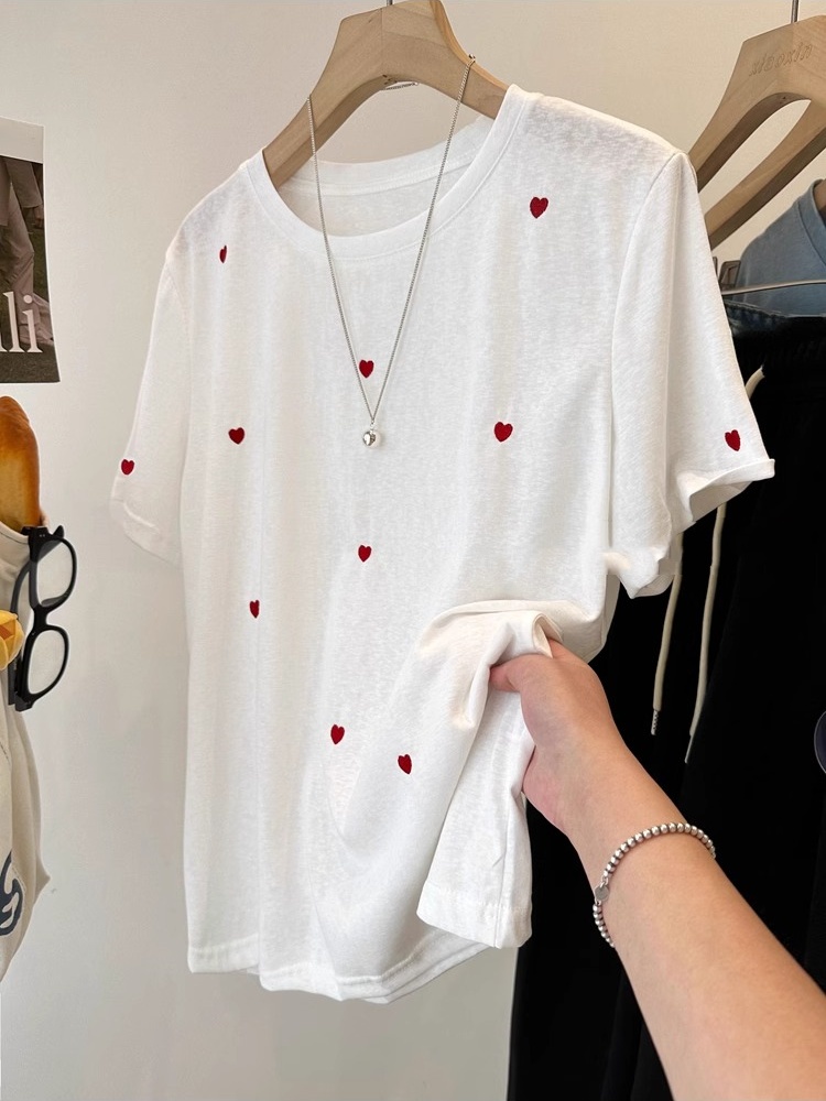 Kaos Wanita Lengan Pendek Bord - Embroidery Cotton Shirt ulasan dan harga