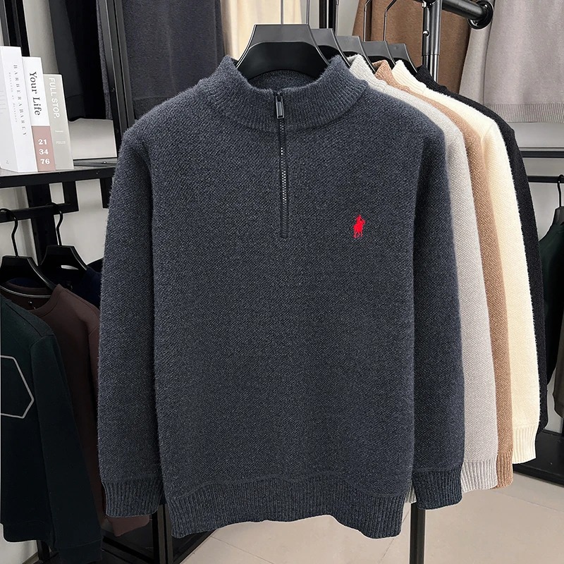 Sweater kerah berdiri dengan r - Embroidery Design Logo ulasan dan harga