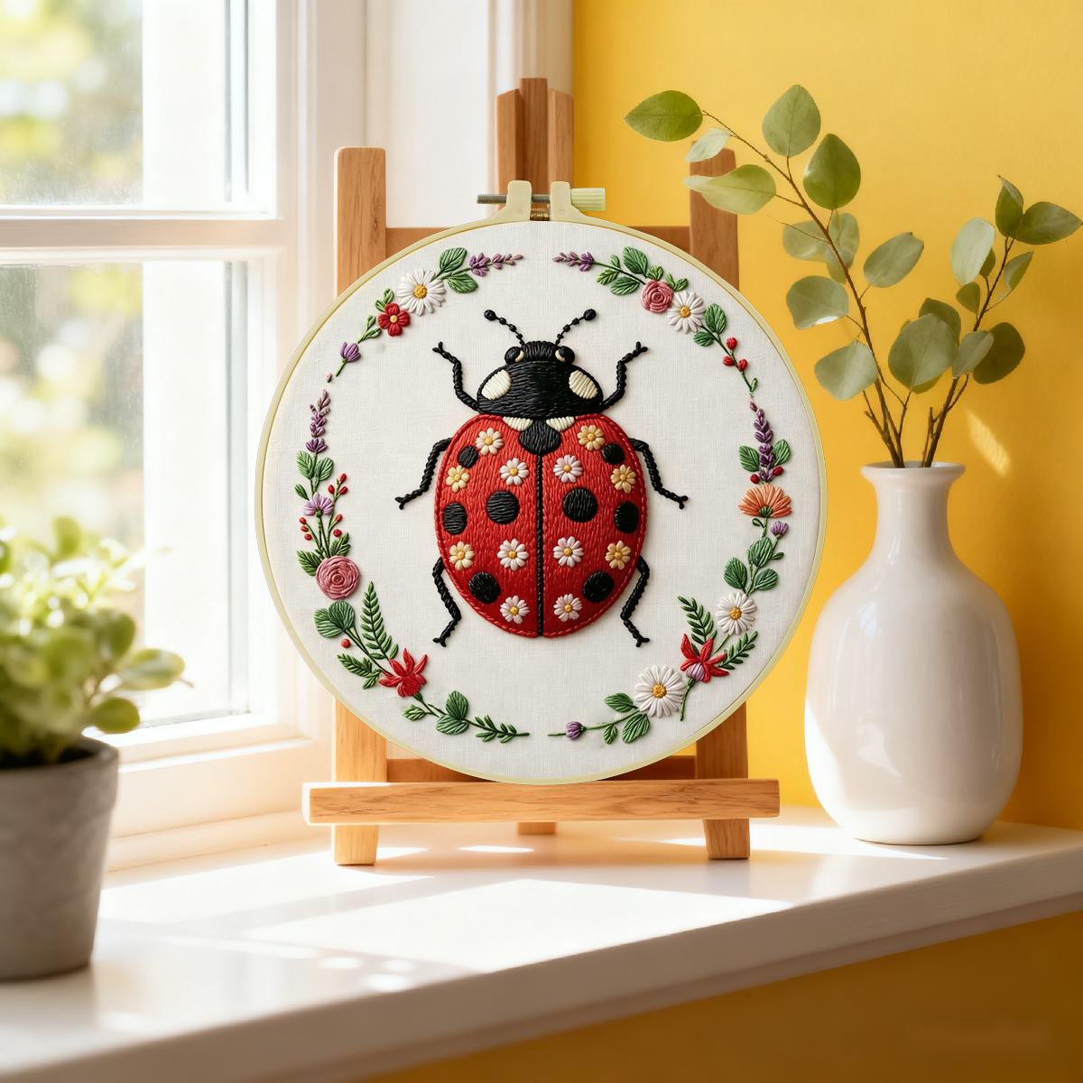1pc 20X20CM/15X15CM 7.87/6.3in - Embroidery Lady Bug ulasan dan harga