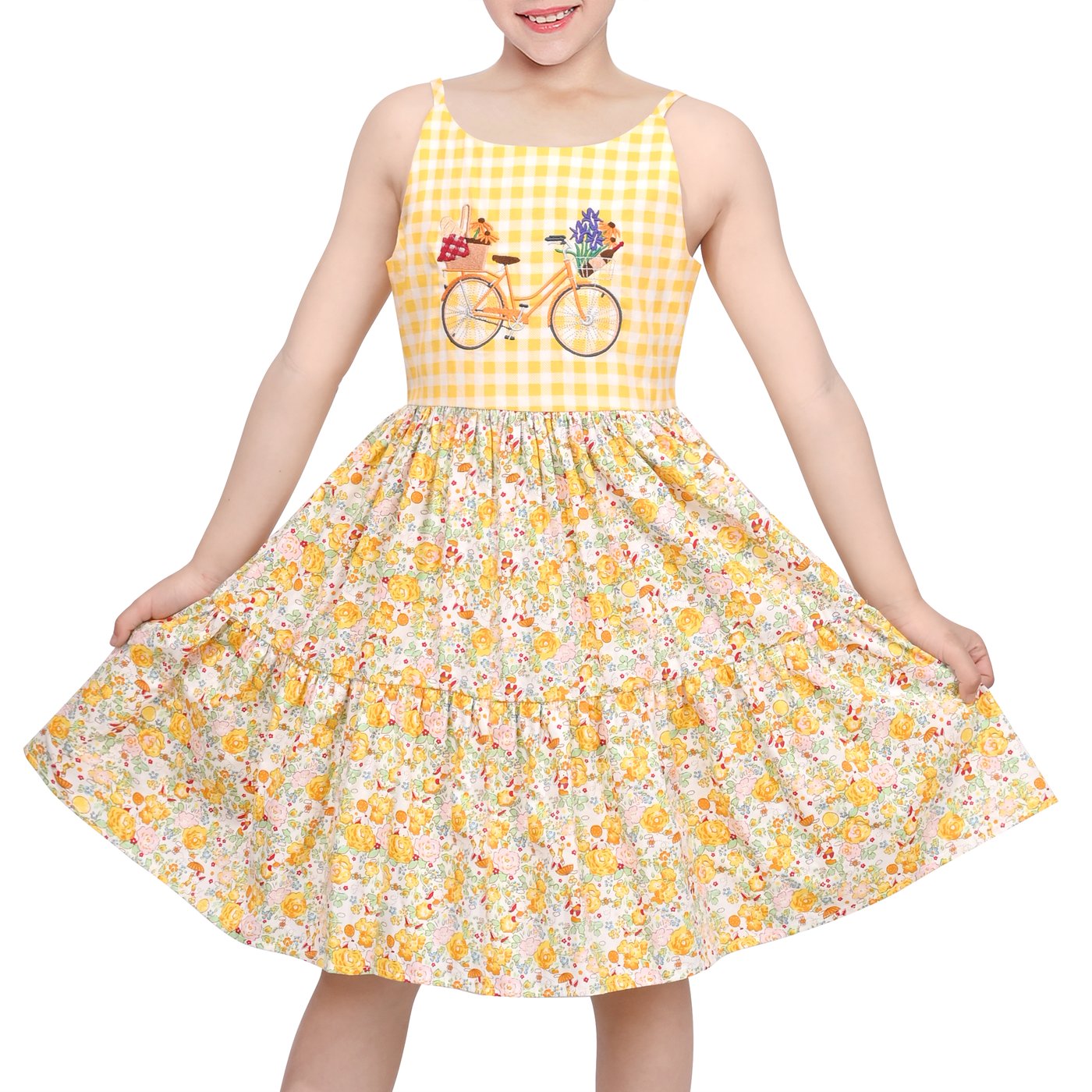 Gaun Anak Perempuan Gaun Katun - Embroidery Yellow Dress ulasan dan harga