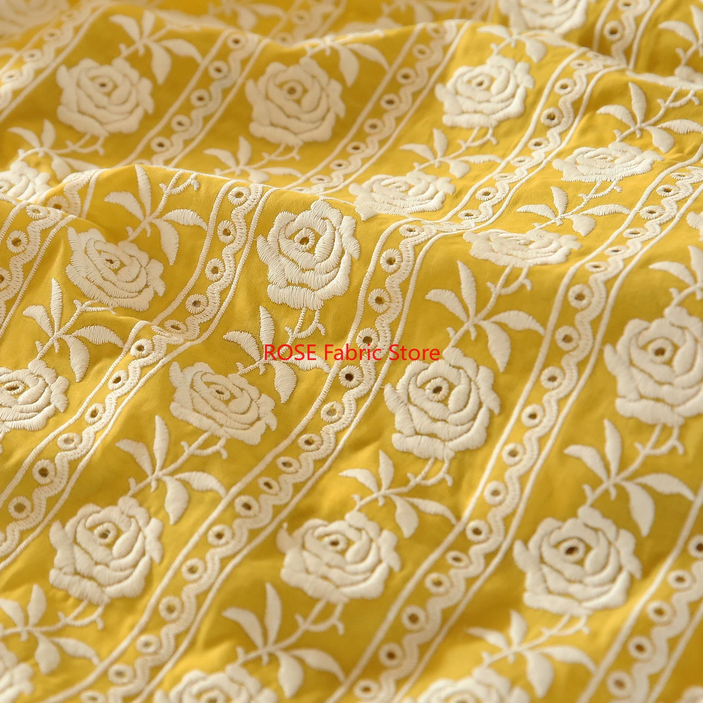 Kain Katun Prancis Bordir Bera - Embroidery Yellow Dress ulasan dan harga
