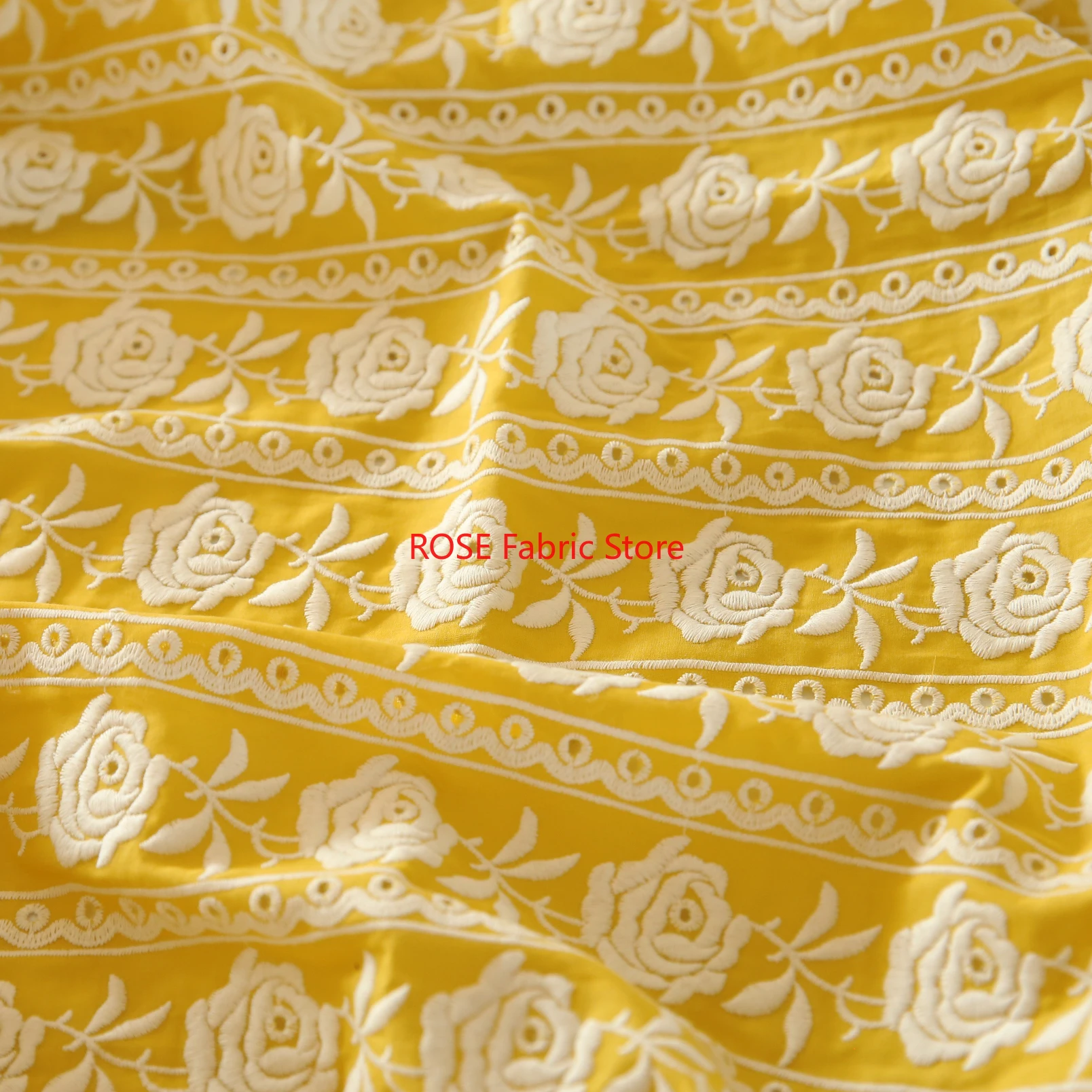 Kain Katun Prancis Bordir Bera - Embroidery Yellow Dress ulasan dan harga