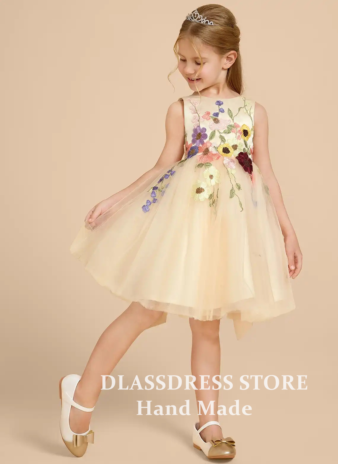 Gaun Pesta Anak Perempuan Warn - Embroidery Yellow Dress ulasan dan harga